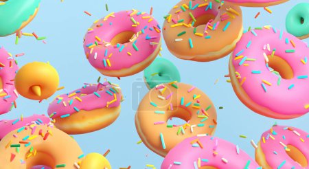 Foto de Diseño 3d de deliciosos Donuts en alta resolución - Imagen libre de derechos