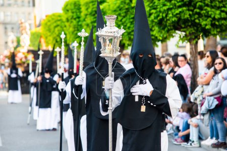 Photo for Badajoz, Spain, Friday. April 15 2023. Nazarenos of Badajoz's Holy Week Procession - Royalty Free Image