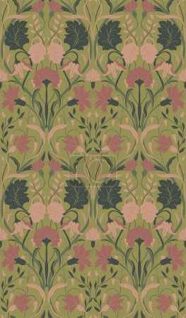 Gedämpfte Farben floraler Schmuck. Ornamentales Muster mit filigranen Details. Vektor-Vorlage für Tapeten, Teppiche, Textilien und jede beliebige Oberfläche. 