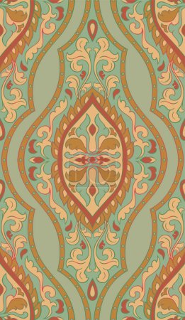 Illustration for Oriental abstract damask pattern. Vector template for carpet, textile, wallpaper and any surface. Ornamental traditional background. - Royalty Free Image