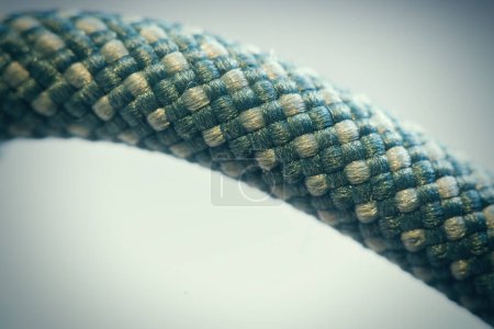 Photo for Macro detail picture of an knitted rope of synthetic fibers - Royalty Free Image