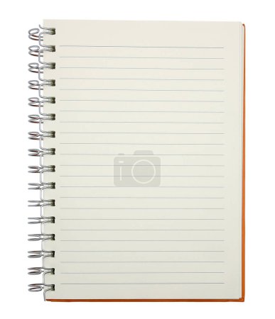 Blank notebook paper with ring spine isolated on white background
