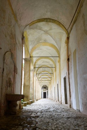 Photo for Outside gallery of The Certosa di Padula well known as Padula Charterhouse is a monastery in the province of Salerno in Campania, Italy - Royalty Free Image