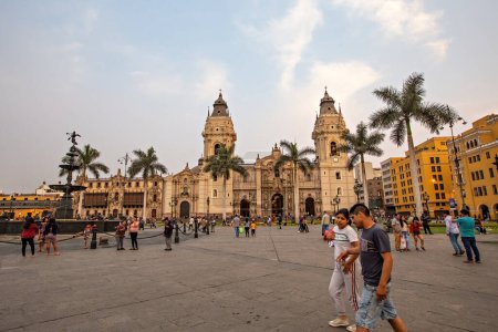 Photo for Cathedral of Lima at Plaza de Armas in the historical center of Lima, Peru - Royalty Free Image