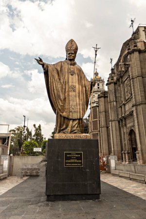 Photo for Bronze statue of John Paul II outside the Basilica of Our Lady of Guadalupe Mexico City, Mexico - Royalty Free Image