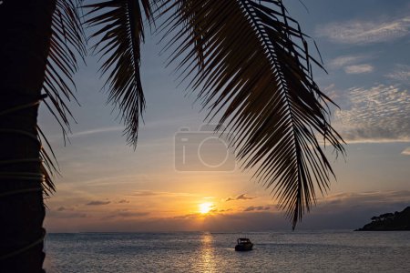 Téléchargez les photos : Coucher de soleil spectaculaire sur la plage, Koh Tao, Thaïlande - en image libre de droit