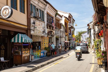 Téléchargez les photos : Quartier historique de la ville de George, architecture coloniale traditionnelle dans la ville de George, Penang, Malaisie - en image libre de droit