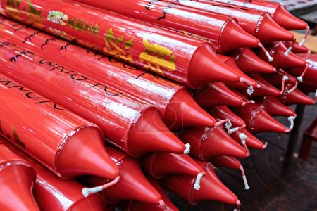 Photo for Traditional Chinese New year candles in Chinatown, Bangkok - Royalty Free Image