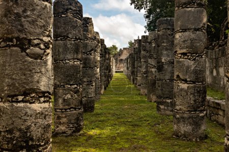 Photo for Pillars  Chichenitza ruins ancient pre-colombian city in Yucatan, Mexico - Royalty Free Image