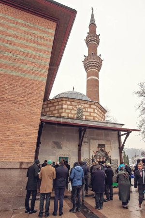 Photo for Muslim men queueing near the mosque in Ankara old town Turkey - Royalty Free Image