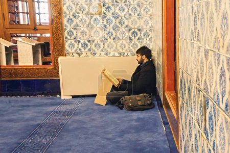 Photo for Muslim man praying in the mosque in Ankara Turkey - Royalty Free Image