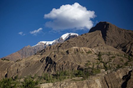 Foto de Vista de la montaña Rakaposhi desde la aldea de Minapin en Pakistán - Imagen libre de derechos