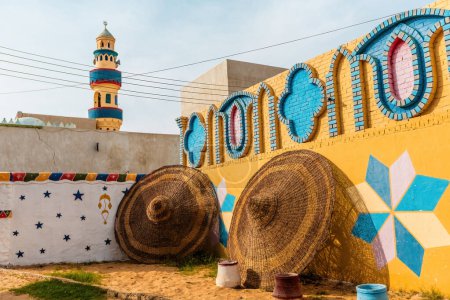 Photo for Nubian village traditional house colorful old house in Aswan Egypt - Royalty Free Image