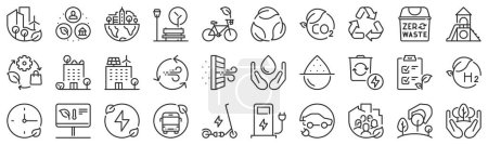 Illustration for Line icons about green city with editable stroke. - Royalty Free Image
