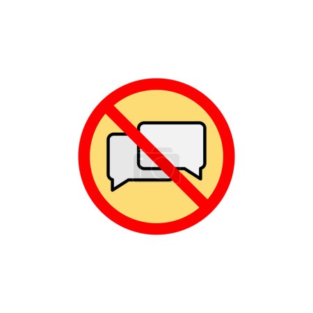 Illustration for Forbidden talking icon can be used for web, logo, mobile app, UI, UX colored icon - Royalty Free Image