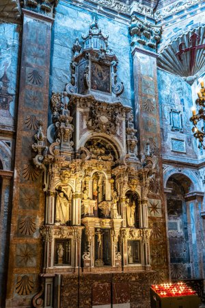 Photo for Interior of the cathedral of Santiago de Compostela, Galicia in Spain. The final destination for pilgrims walking along the world famous camino de santiago - Royalty Free Image