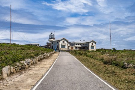 Photo for Lighthouse and atlantic Ocean landscape at Estaca de Bares peninsula coast. Province of A Coruna, Galicia in Spain. - Royalty Free Image