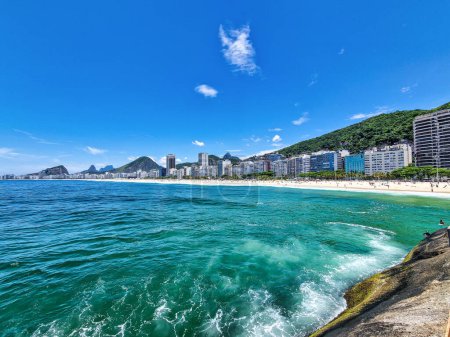 Photo for Copacabana beach in Rio de Janeiro, Brazil. Copacabana beach is the most famous beach of Rio de Janeiro, Brazil. Cityscape of Rio de Janeiro - Royalty Free Image