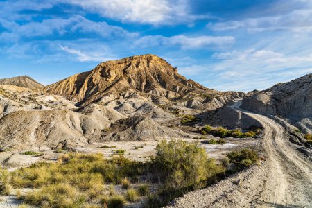 Photo for Tabernas desert, Desierto de Tabernas. Europe only desert. Almeria, andalusia region, Spain. Protected wilderness area and location for spaghetti western movies. - Royalty Free Image