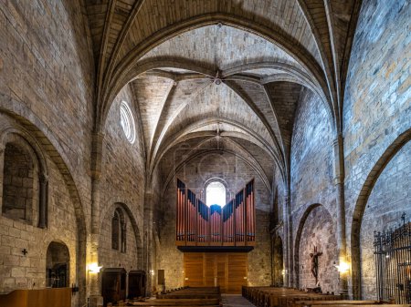 Photo for Yesa, Spain - Oct 27, 2022: The Monastery of San Salvador of Leyre at Yesa, Pyrenees, Navarra, Spain. One of the most important religious center and a place of Roman Catholic pilgrimage in Spain - Royalty Free Image