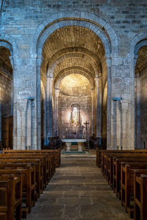 Photo for Yesa, Spain - Oct 27, 2022: The Monastery of San Salvador of Leyre at Yesa, Pyrenees, Navarra, Spain. One of the most important religious center and a place of Roman Catholic pilgrimage in Spain - Royalty Free Image
