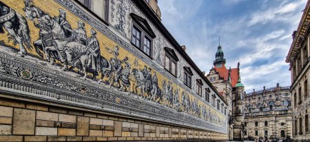 Photo for Procession of Princes Mural Wall, Furstenzug in Dresden, Saxony in Germany - Royalty Free Image