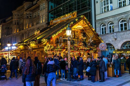 Photo for Munich, Germany - Dec 17, 2023: Christmas market at Sendlinger street in Munich, Bavaria, Germany in Europe - Royalty Free Image