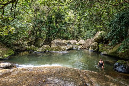 Photo for Ilha Grande, Brazil - Jan 28, 2024: Beautiful tropical Natural Pool Pocinho in the rainforest of Abraao, Ilha Grande, Costa Verde, south Rio de Janeiro, Brazil - Royalty Free Image