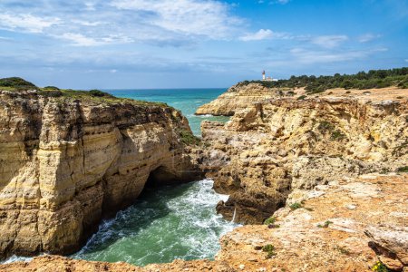 Portuguese coast in Benagil, Algarve, Portugal. Peninsula. Percurso dos Sete Vales Suspensos. Seven Hangging Valleys Trail.