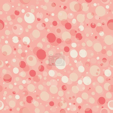 Vektor nahtlosen Hintergrund rosa gestrichelt Muster. Einfache skurrile minimale erdige 2-Ton-Farbtextur mit sich überlappenden Punkten. Kinderstube Tapete oder Boho Bubble Dots auf dem ganzen Druck