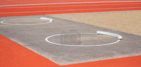 Photo for Equipment of a shot put pit on an athletics track - Royalty Free Image