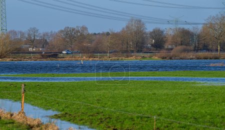 Floodplain near Pinneberg Meadows are under water from constant rain