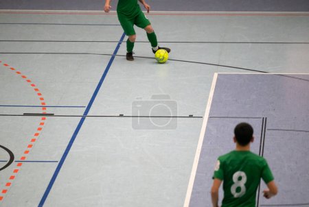 Futsal indoor football and Sports hall floor in a sports hall with various pitch lines