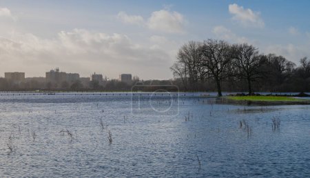 Fields and meadows flooded after a storm