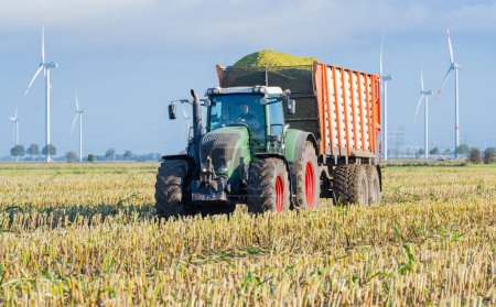 Agricultural machines during the maize harvest in Oktober