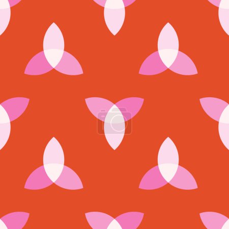 Illustration for Vector triangle shapes creating a floral effect. A color palette of pink and ivory color over an orange background. Great for home decor, fabric, wallpaper, gift-wrap, stationery and packaging. - Royalty Free Image