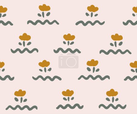 Planted little flowers forming a subtle spendor floral pattern with brown,sage green,cream. Great for homedecor,fabric,wallpaper,giftwrap,stationery,packaging design projects.