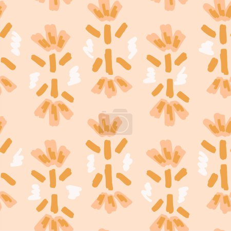 Ilustración de Vieira plantó flores formando un patrón floral abstracto con marrón, pastel de color blanco, crema. Ideal para el hogar, tela, papel pintado, papel de regalo, papelería, proyectos de diseño de envases. - Imagen libre de derechos