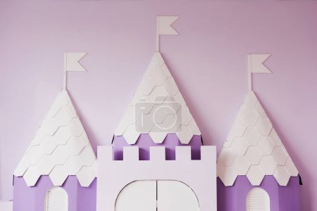 Purple castle decoration at child room interior