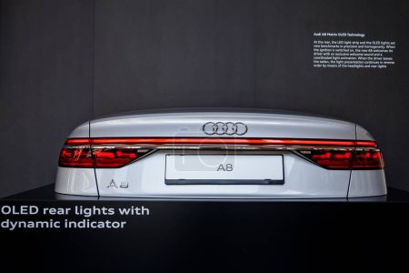 Photo for MILAN, ITALY - APRIL 16 2018: Audi city lab event. New models are presented during the design week in Milan. Car body - Royalty Free Image