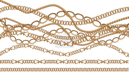 Téléchargez les photos : Éléments baroques dorés et ornementaux avec design de chaînes - en image libre de droit