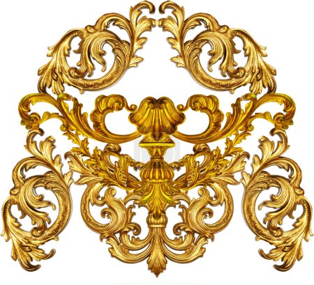 Téléchargez les photos : Baroque doré isolé sur fond blanc - en image libre de droit