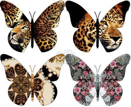 Téléchargez les photos : Papillon décoré de fleurs et baroque à imprimer - en image libre de droit