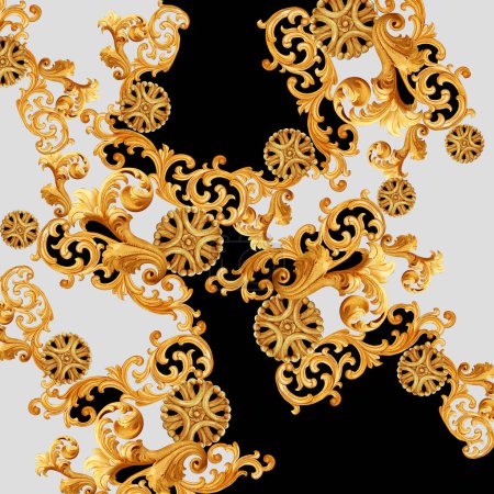 Photo for Golden baroque ornament on white background - Royalty Free Image