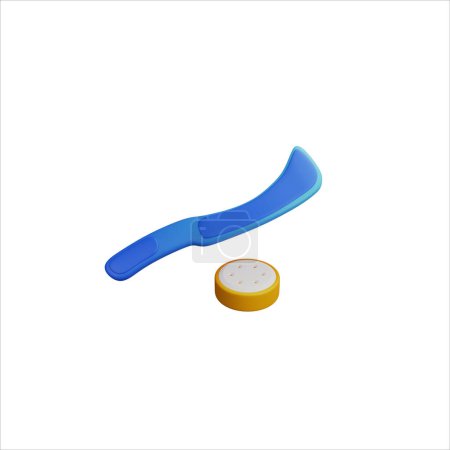 Photo for Underwater hockey. Hockey stick and puck 3D render icon isolated white background. - Royalty Free Image