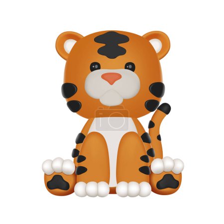 Illustration for Cute 3D Vector Character Tiger Toy - Royalty Free Image