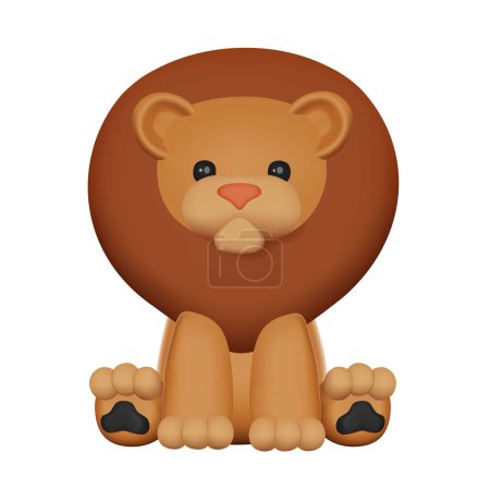 Illustration for Cute 3D Vector Character Lion Toy - Royalty Free Image