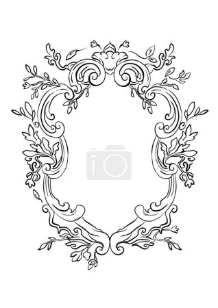 Photo for Vintage bridal wedding line art frame on the white isolated background. - Royalty Free Image