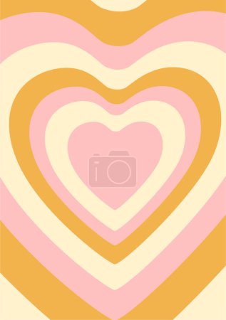 Photo for Retro Striped Hearts Background. Retro Rainbow 90s style hippie Texture. Valentine's Day. - Royalty Free Image