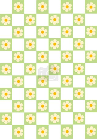 Foto de Patrón sin costura floral y geométrica con cuadrados - Imagen libre de derechos